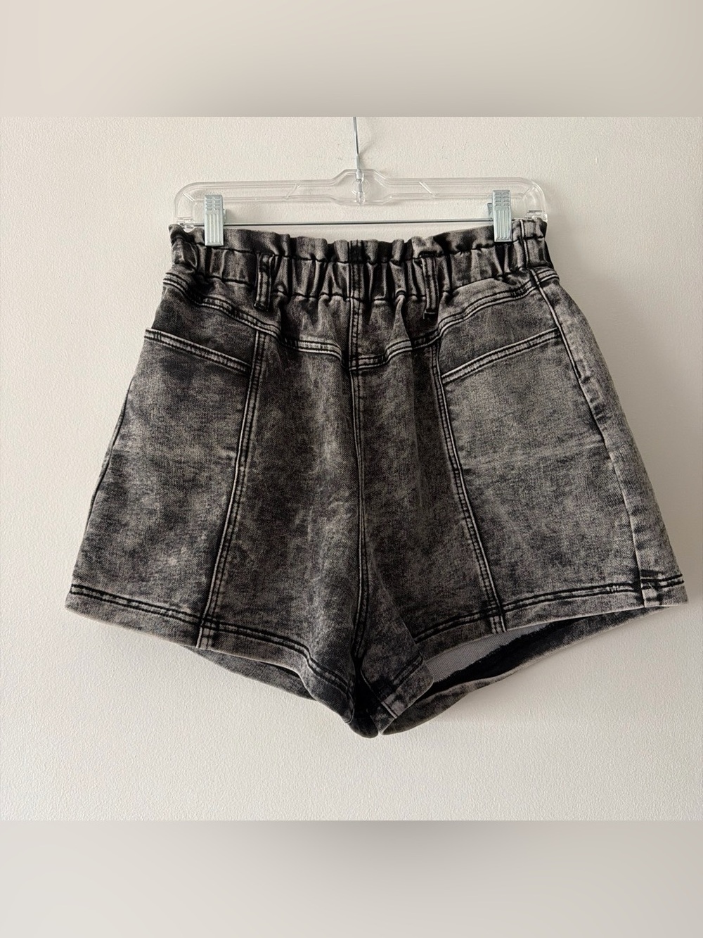 BLANKNYC Black Acid Wash Paperbag Shorts High Rise Stretch Denim 29